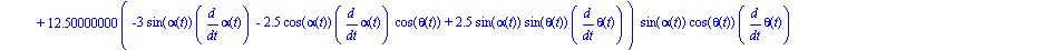 ecua := [135*sin(alpha(t))^2*diff(alpha(t), `$`(t, 2))+135*cos(alpha(t))^2*diff(alpha(t), `$`(t, 2))+23.43750000*cos(1.200000000*alpha(t))^2*diff(alpha(t), `$`(t, 2))+23.43750000*sin(1.200000000*alpha...