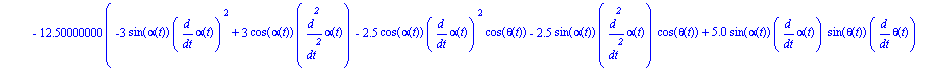 ecua := [135*sin(alpha(t))^2*diff(alpha(t), `$`(t, 2))+135*cos(alpha(t))^2*diff(alpha(t), `$`(t, 2))+23.43750000*cos(1.200000000*alpha(t))^2*diff(alpha(t), `$`(t, 2))+23.43750000*sin(1.200000000*alpha...