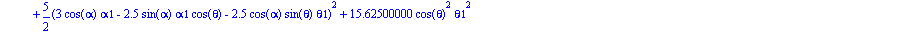 T := 135/2*sin(alpha)^2*alpha1^2+135/2*cos(alpha)^2*alpha1^2+11.71875000*cos(1.200000000*alpha)^2*alpha1^2+11.71875000*sin(1.200000000*alpha)^2*alpha1^2+5/2*(-3*sin(alpha)*alpha1-2.5*cos(alpha)*alpha1...