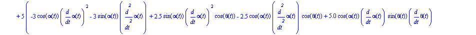 ecua := [135*sin(alpha(t))^2*diff(alpha(t), `$`(t, 2))+135*cos(alpha(t))^2*diff(alpha(t), `$`(t, 2))+23.43750000*cos(1.200000000*alpha(t))^2*diff(alpha(t), `$`(t, 2))+23.43750000*sin(1.200000000*alpha...