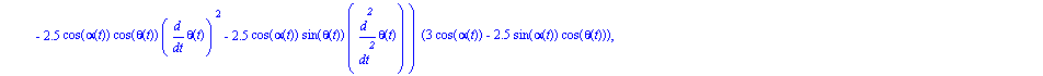 ecua := [135*sin(alpha(t))^2*diff(alpha(t), `$`(t, 2))+135*cos(alpha(t))^2*diff(alpha(t), `$`(t, 2))+23.43750000*cos(1.200000000*alpha(t))^2*diff(alpha(t), `$`(t, 2))+23.43750000*sin(1.200000000*alpha...