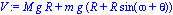 V := M*g*R+m*g*(R+R*sin(omega+theta))