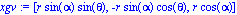xgv := [r*sin(alpha)*sin(theta), -r*sin(alpha)*cos(theta), r*cos(alpha)]