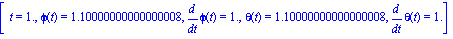 [t = 1., phi(t) = 1.10000000000000008, diff(phi(t), t) = 1., theta(t) = 1.10000000000000008, diff(theta(t), t) = 1.]