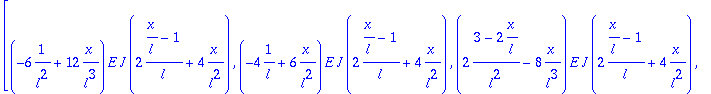 Kb := matrix([[E*J*(-6*1/(l^2)+12*x/(l^3))^2, (-6*1...