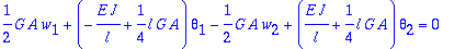 1/2*G*A*w[1]+(-E*J/l+1/4*l*G*A)*theta[1]-1/2*G*A*w[...