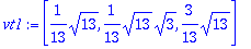 vt1 := vector([1/13*sqrt(13), 1/13*sqrt(13)*sqrt(3)...