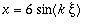 x = 6*sin(k*xi)