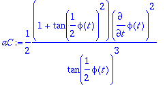 aC := 1/2*(1+tan(1/2*phi(t))^2)*diff(phi(t),t)^2/(t...